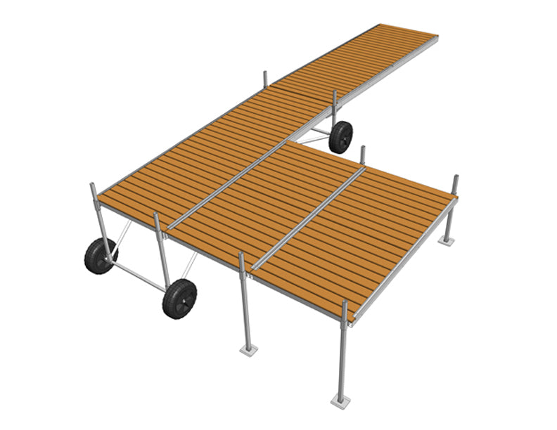 True North 30' Aluminum Rolling Dock with Double Patio
