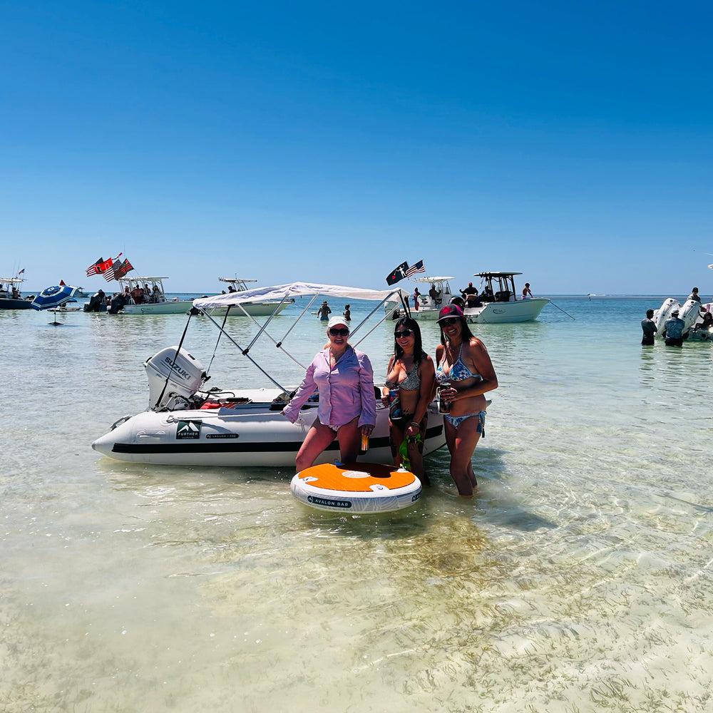 Further Customs Avalon Bar Floating Cocktail Table Snack Beverages Holder Inflatable Sand Boating Cooler Holder