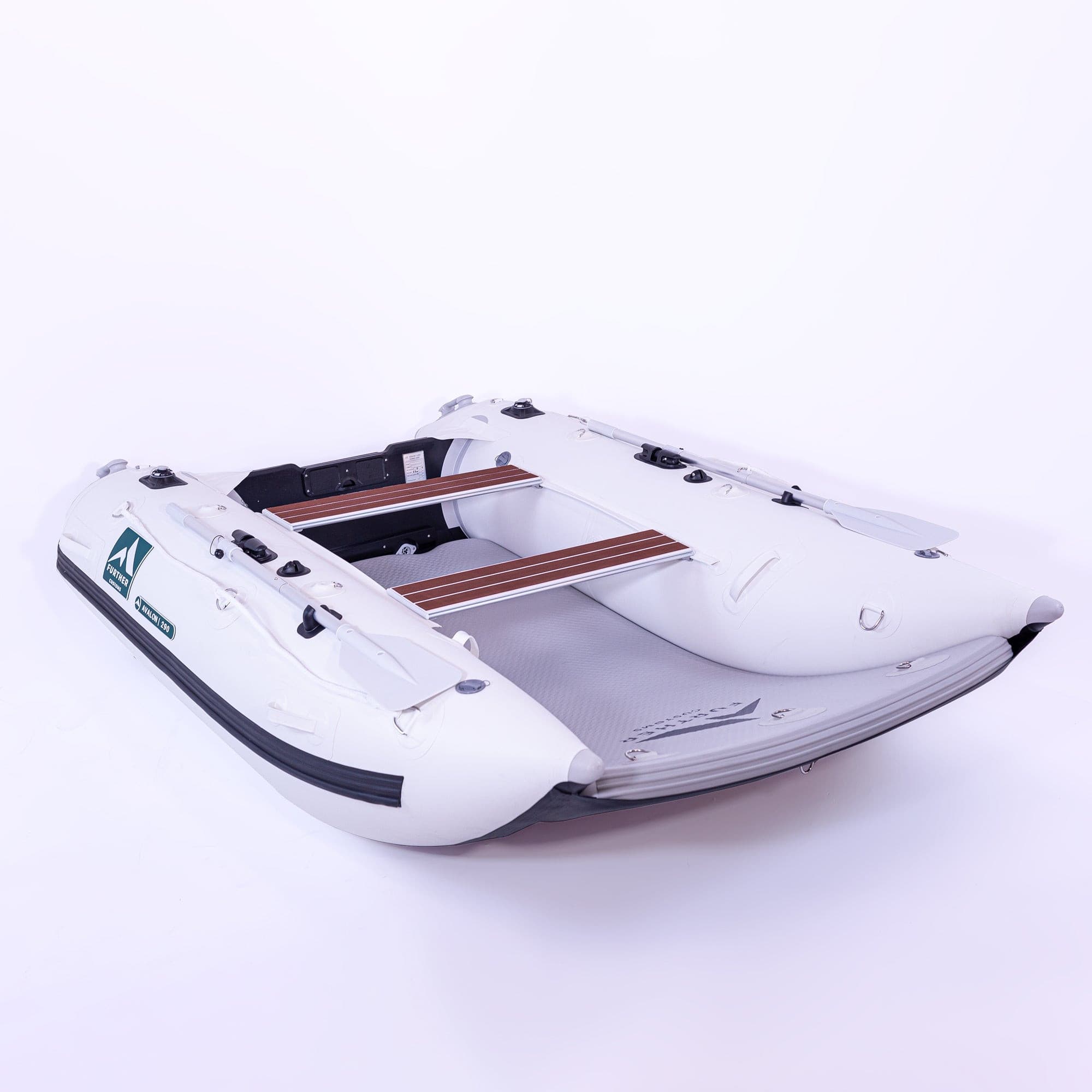 Further Customs Laguna Inflatable Catamaran Kit Front View Open Bow Landing Craft Luxury Packable Lightweight Stable