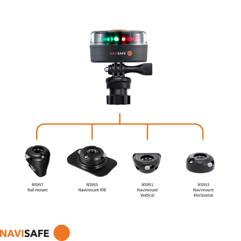 NAVISAFE Navilight Tricolor  360° - 2NM Portable Navigation Lights with Navimount Base