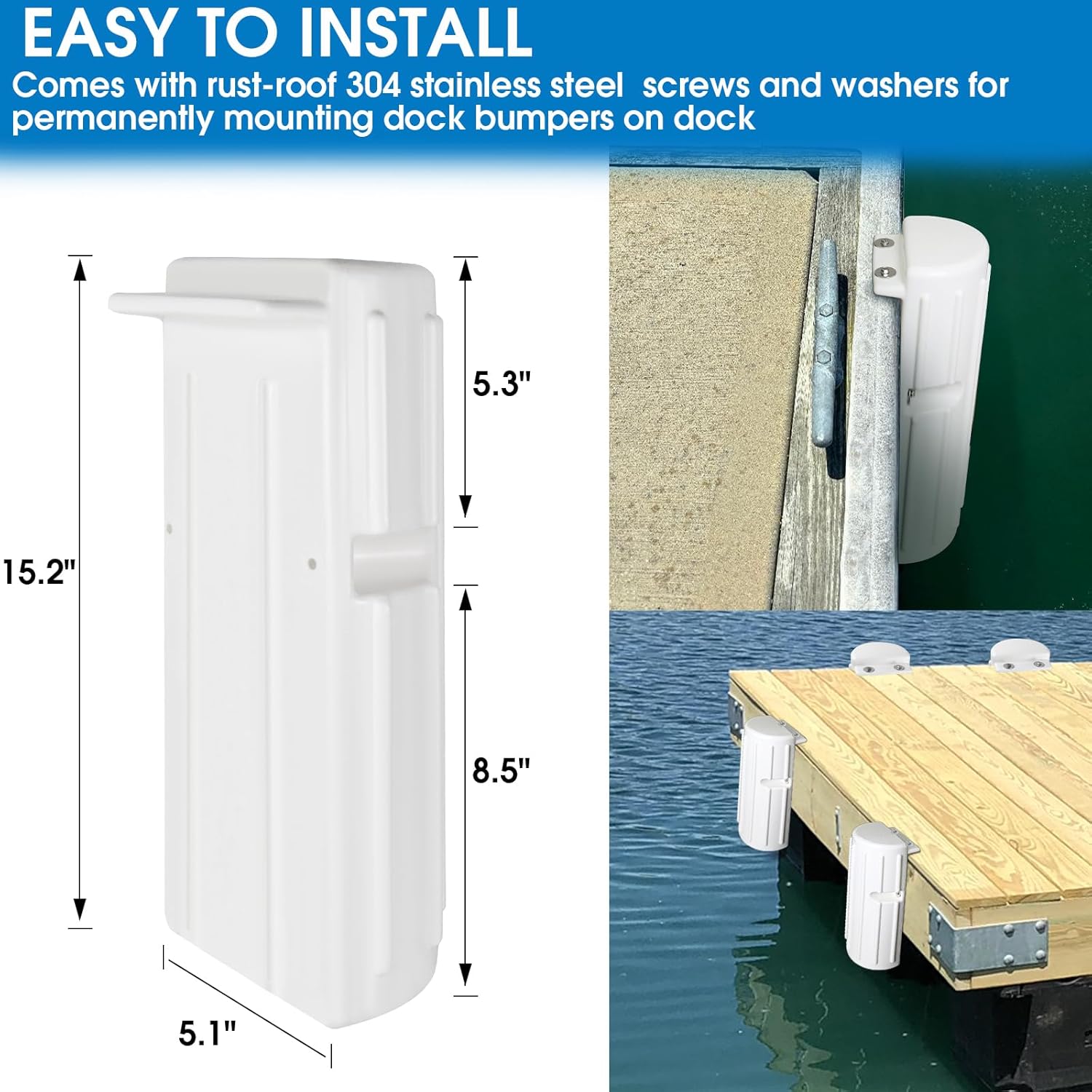 Dock Fenders with Mounting Hardware - Package of 2
