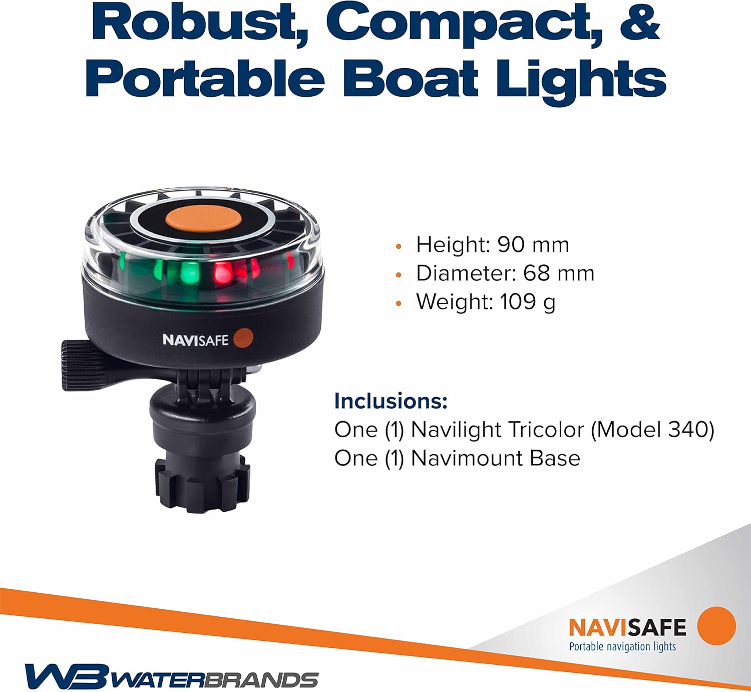NAVISAFE Navilight Tricolor  360° - 2NM Portable Navigation Lights with Navimount Base