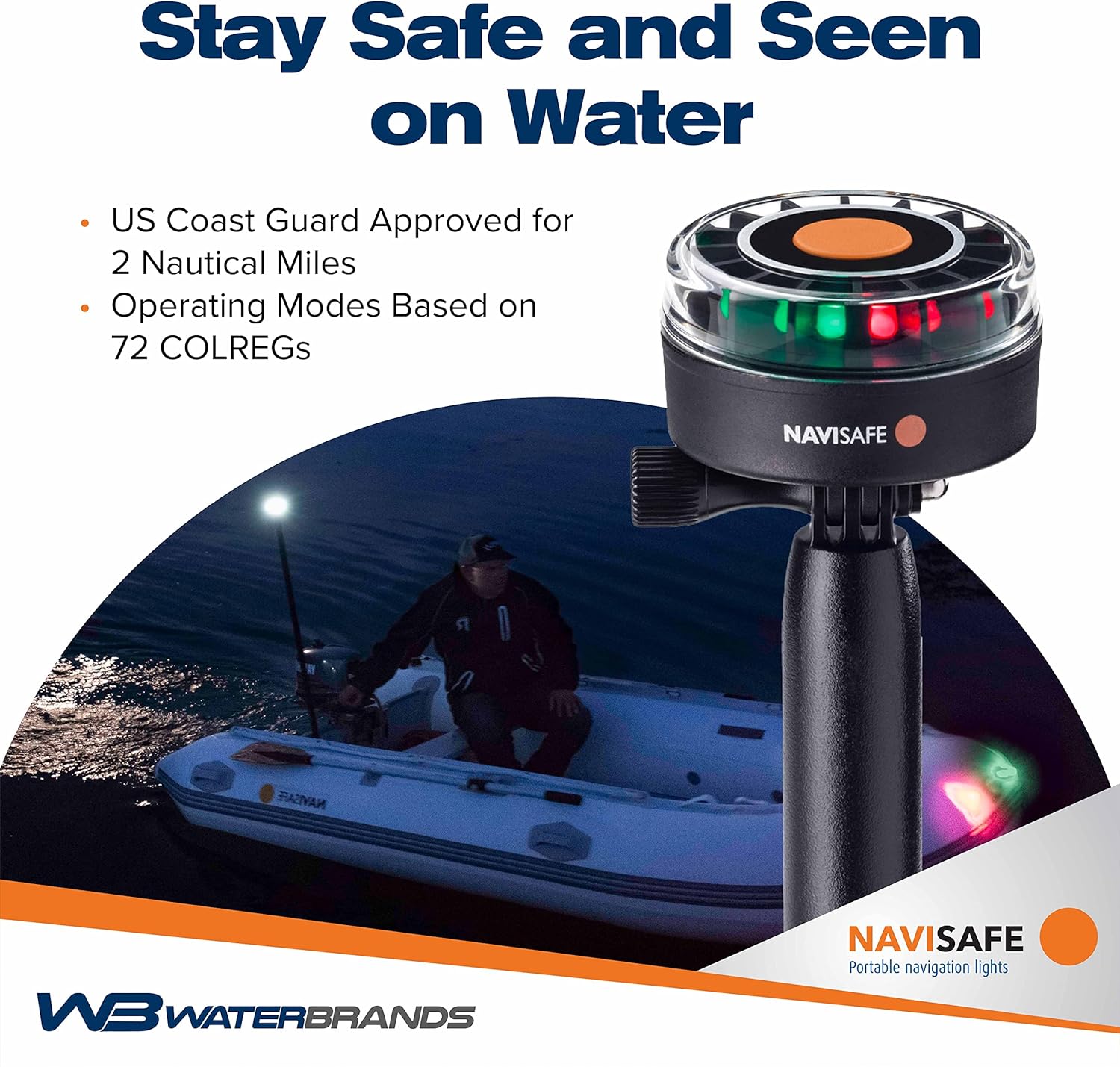 NAVISAFE Navilight Tricolor  360° - 2NM Portable Navigation Lights with Navimount Base