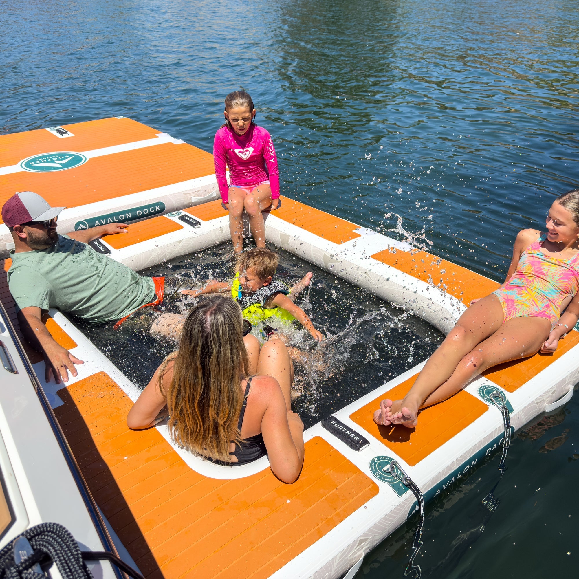 Further Customs 878 Avalon Pad Water Hammock Floating Swim Platform Lounge 778 Avalon Inflatable Dock popup pop up Deck Relax in Sun and Chill in Best for Boaters Tulloch Lake