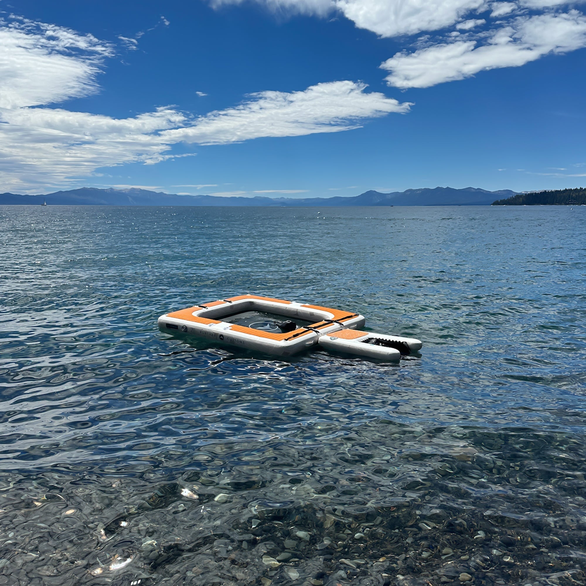 Further Customs 878 Avalon Pad Water Hammock Floating Swim Platform Inflatable Lounge in Lake Tahoe