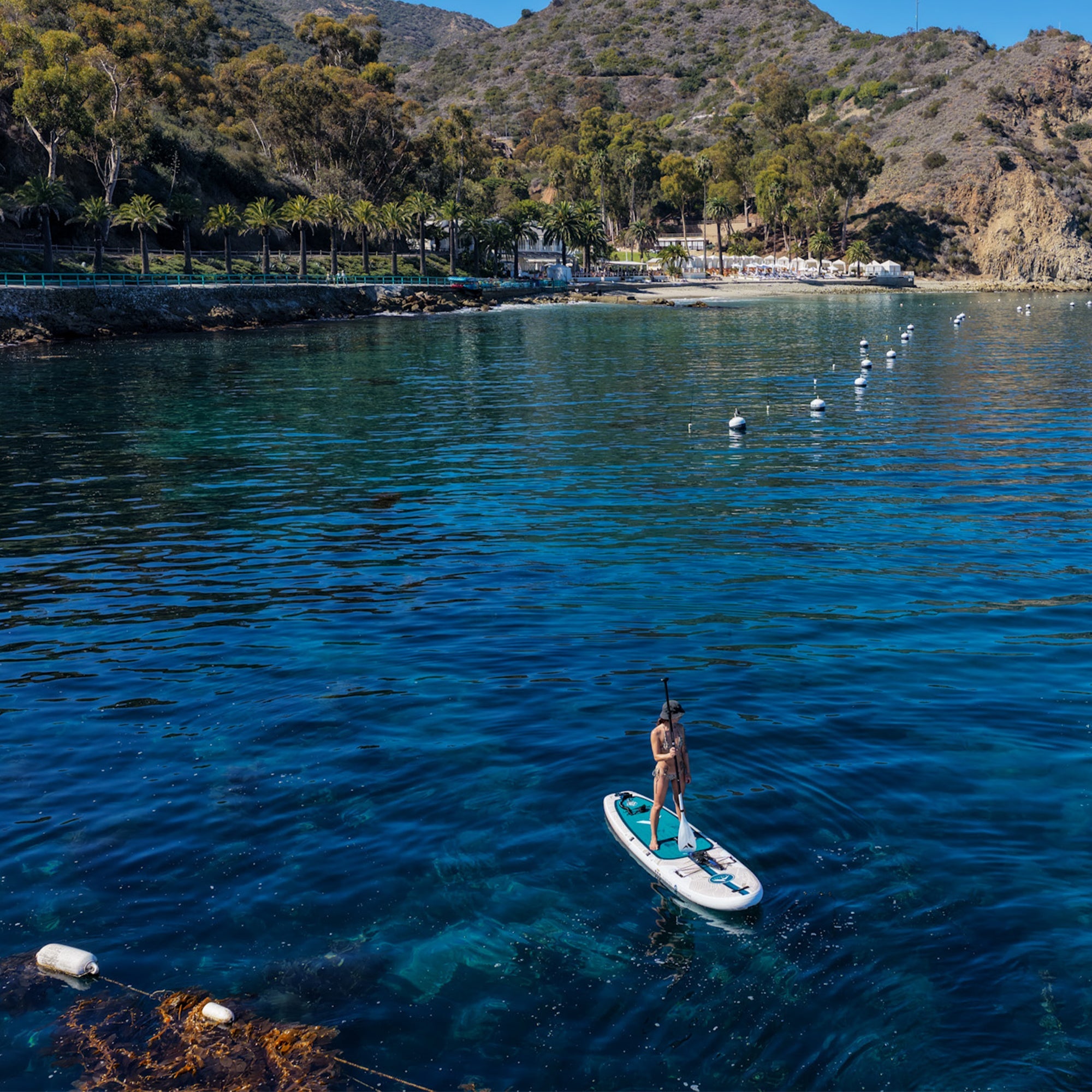 Further Customs Avalon Emerald Inflatable Paddleboard Kit iSUP board paddle sup Catalina Island Descanso Beach Casino Diving 