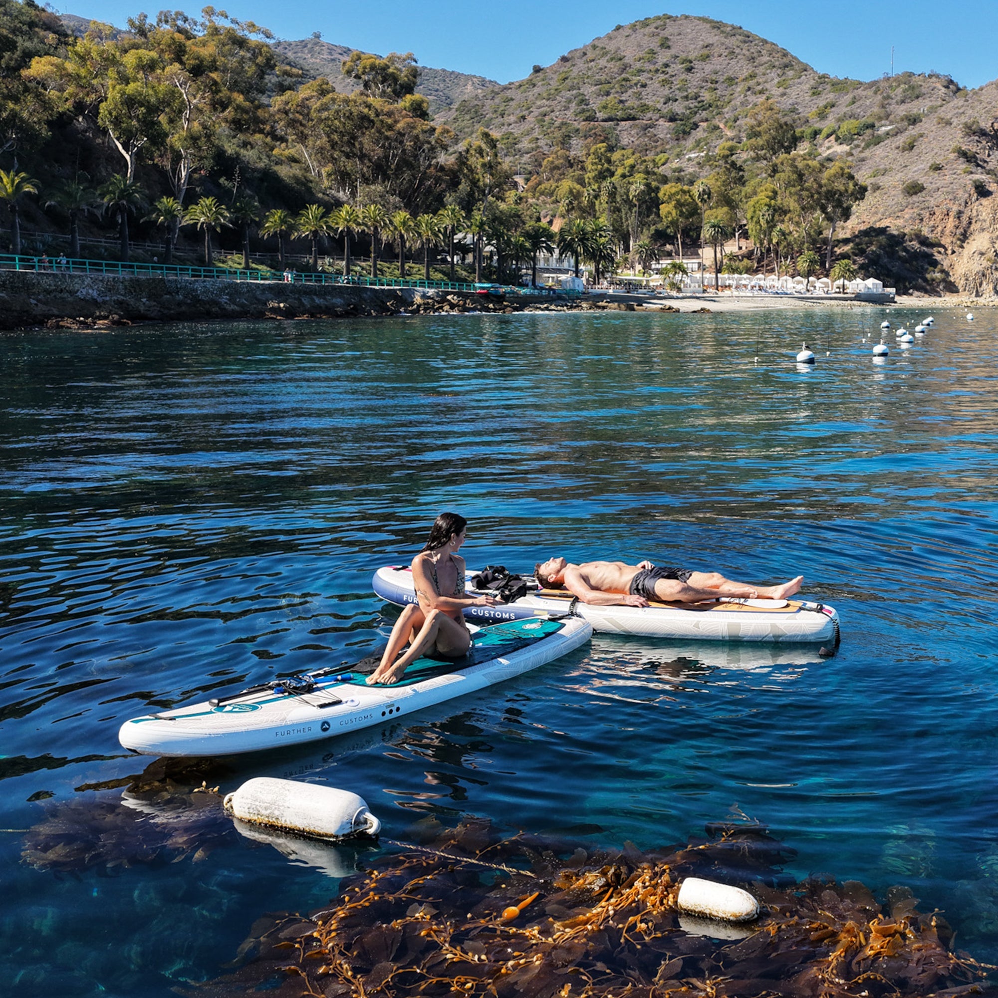 Further Customs Avalon Emerald Inflatable Paddleboard Kit iSUP board paddle sup Catalina Island Descanso Beach Casino Diving 