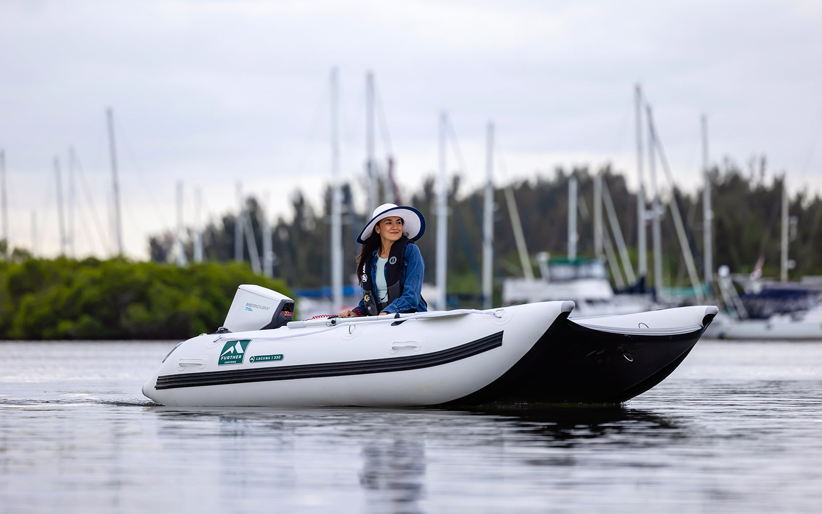 Further Customs Laguna 330 Inflatable Catamaran Kit and Mercury Avator 7.5e Electric Outboard Engine Tender Best Dinghy to Package with Electric