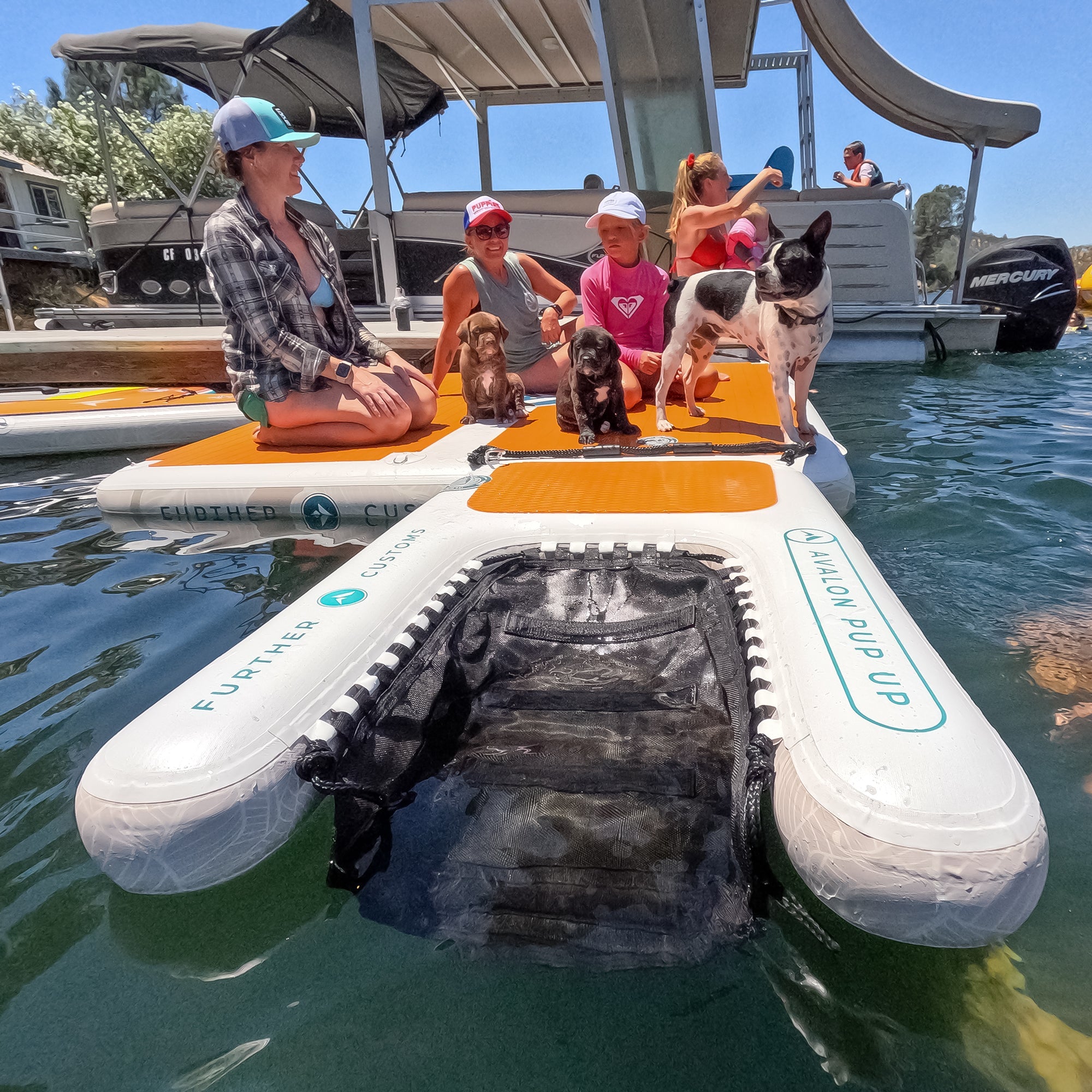 Further Customs Pup Up Inflatable Floating Dog Dock Puppy Ramp Boat Help Pet Pop Step Up Ladder Lake PVC Big Large Pop DeckDoggy Water Float Safe