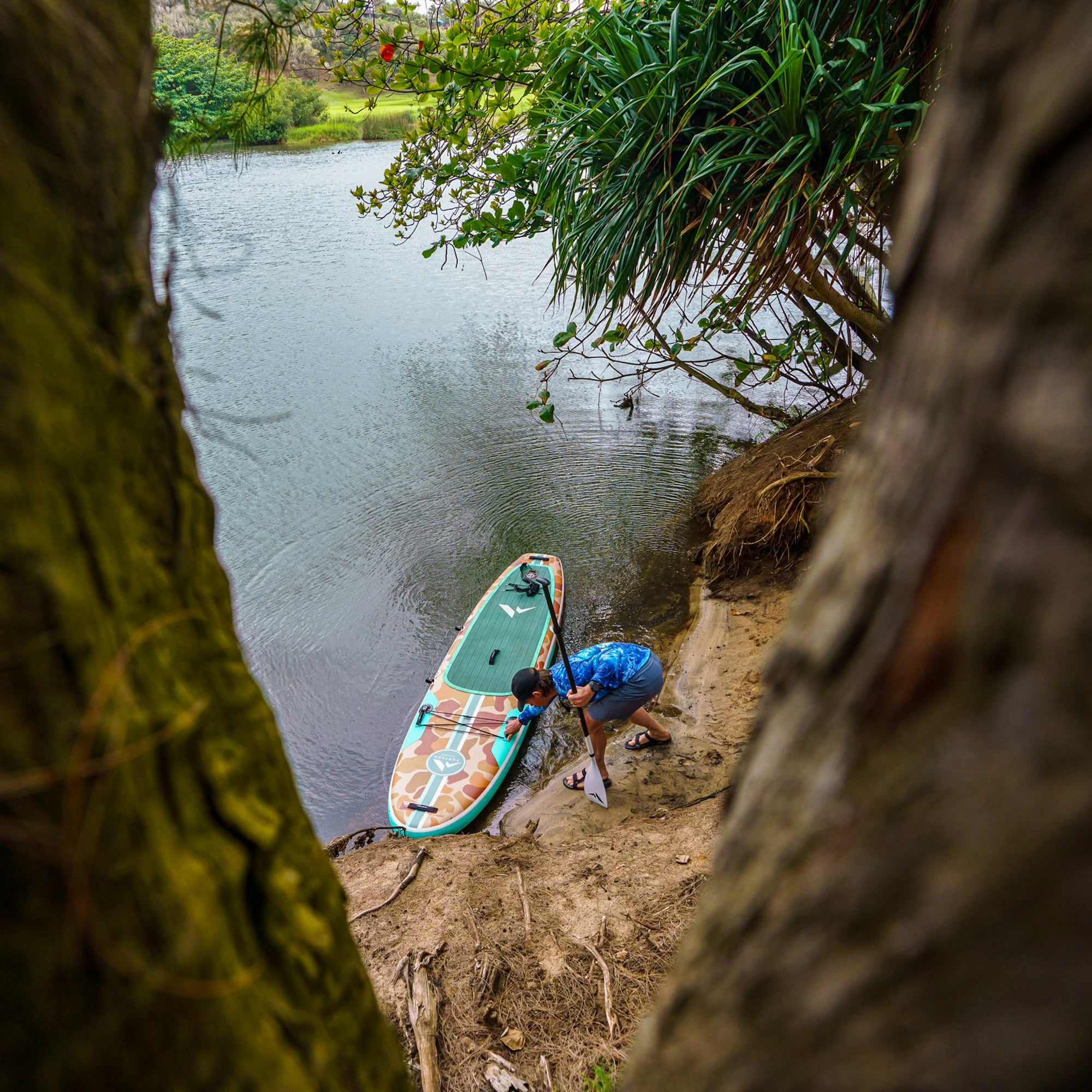 Further Customs Tamarage Sage Inflatable Paddleboard SUP iSUP Jake Kauai Tree View 